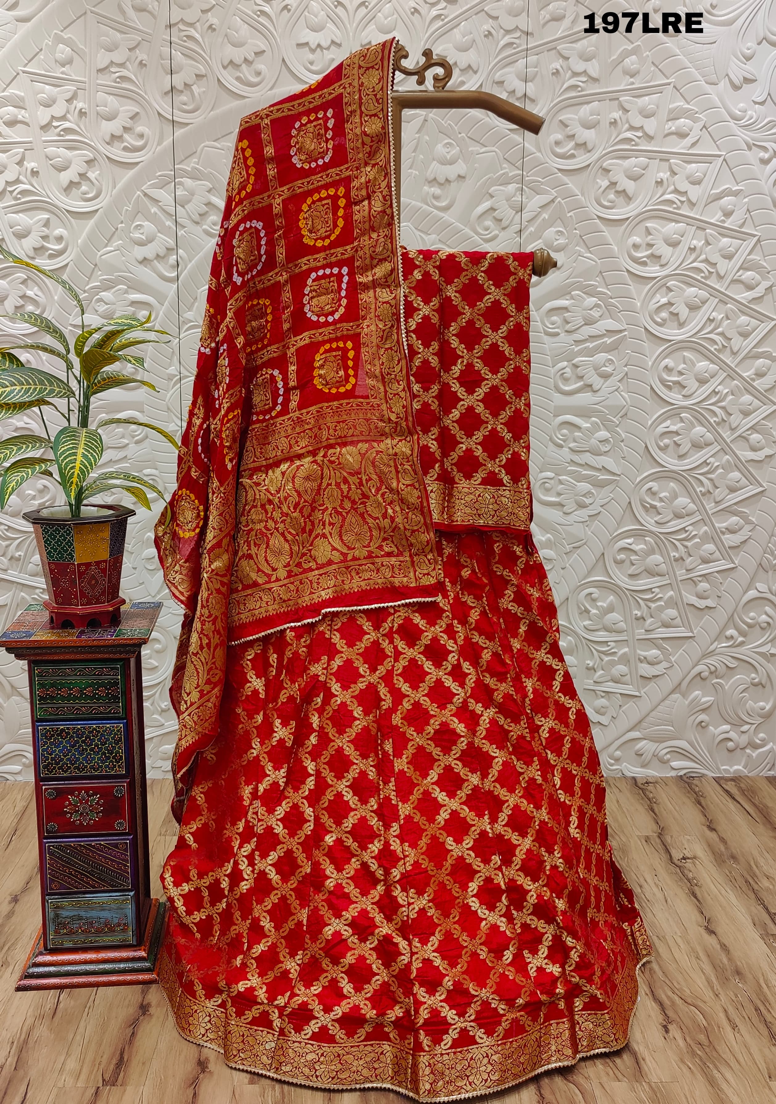 KcPc Beautiful New Rajasthani Bandhej Gharchola LehengaKML