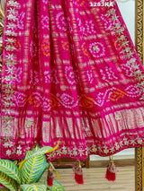 KcPc Pure Gaji Silk Bandhani Gotapatti Designer Jaipuri Traditional Dupatta satis Rani