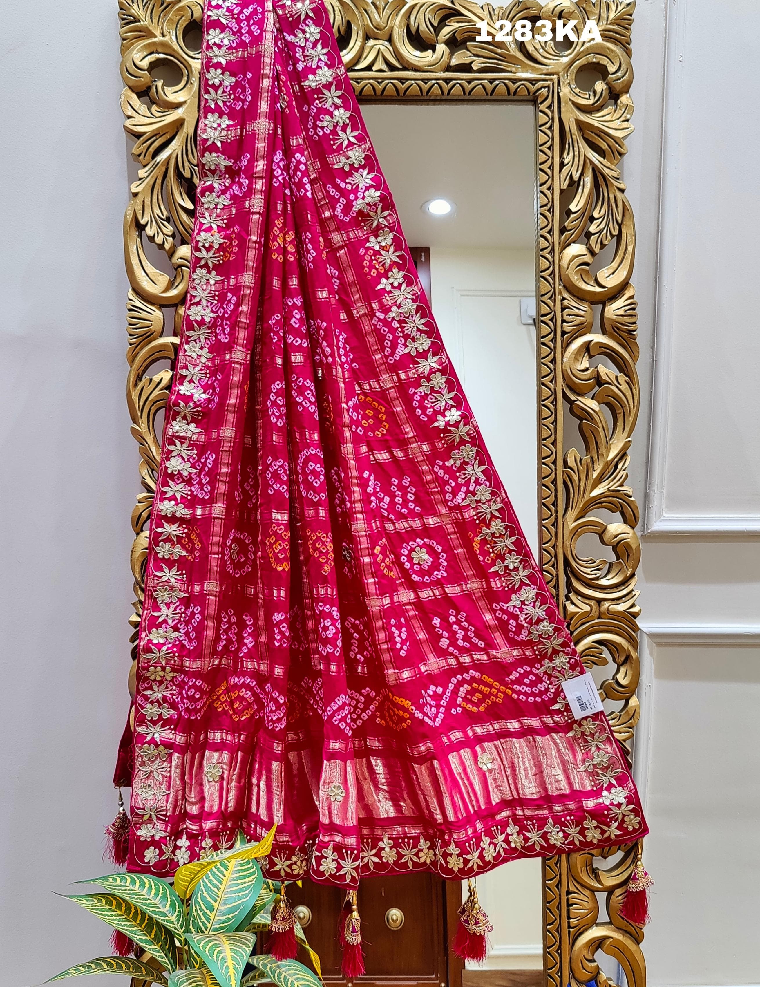 KcPc Pure Gaji Silk Bandhani Gotapatti Designer Jaipuri Traditional Dupatta satis Rani
