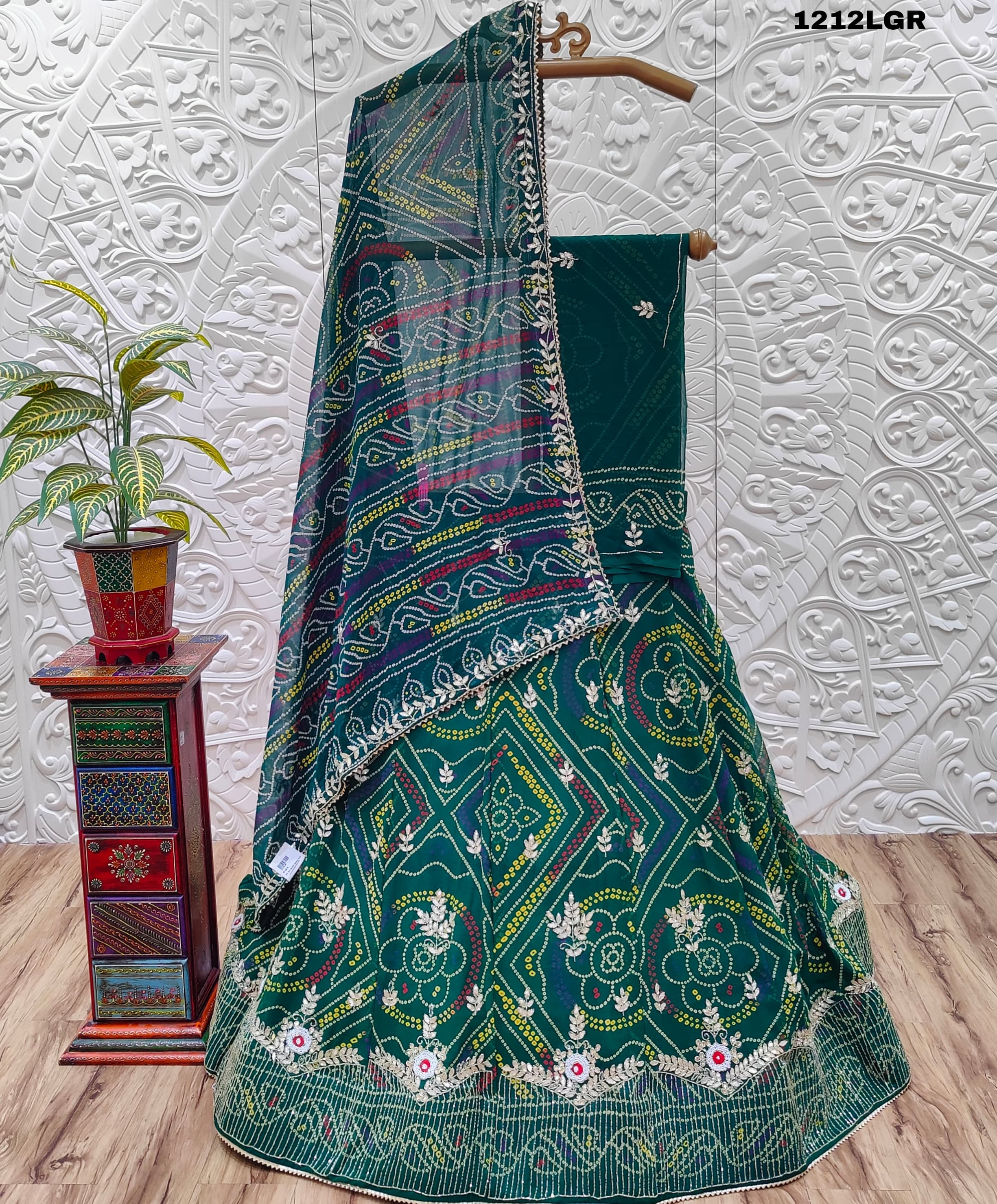 By Pure Georgette Bandhani Print Lehenga With Traditional wear