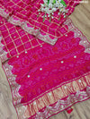 beautiful saree is made of soft Pure Gaji Silk with a traditional Bandhani style design