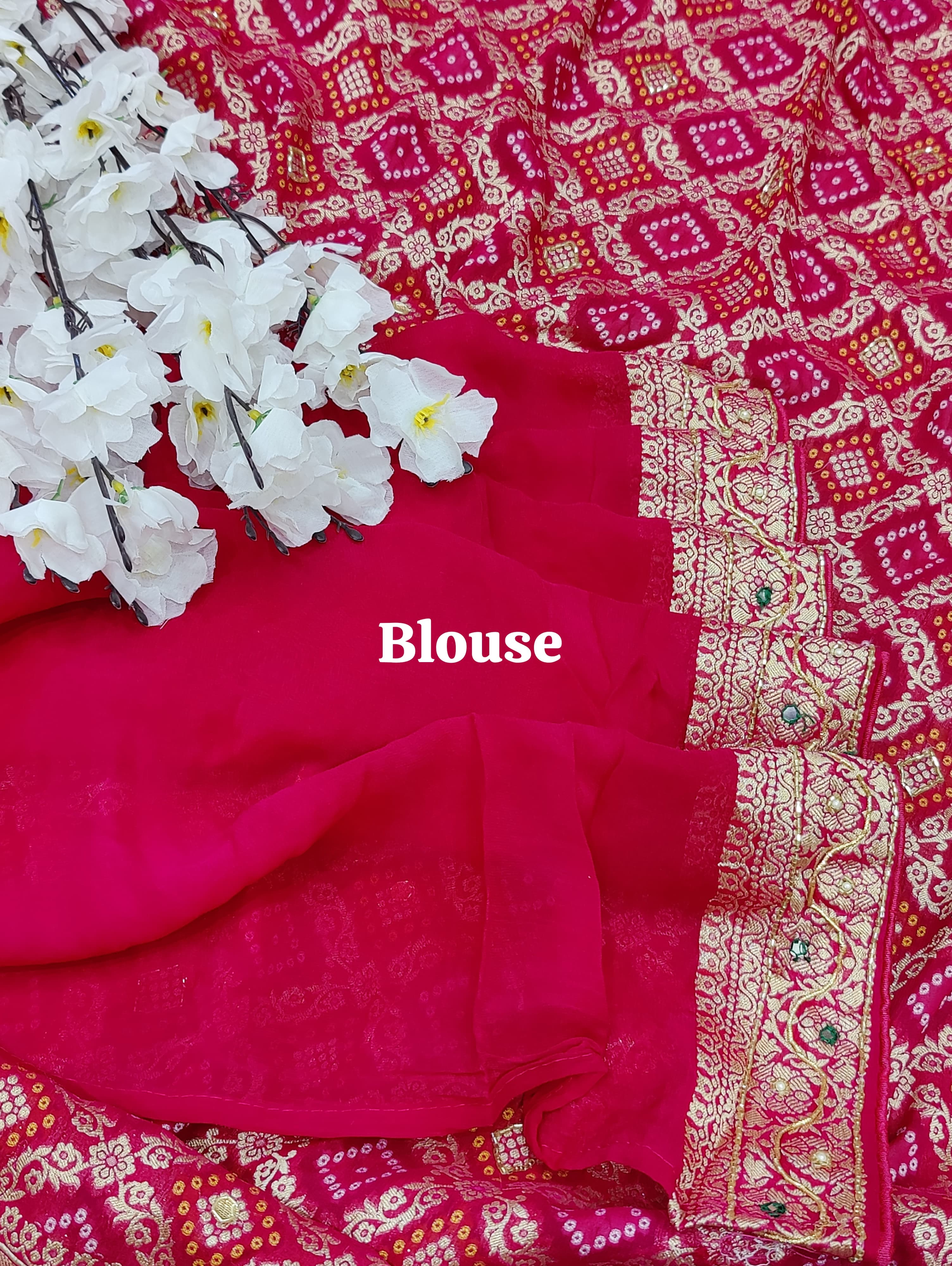 Buy Pure Gorgette Bandhani Style SareeKcPc
