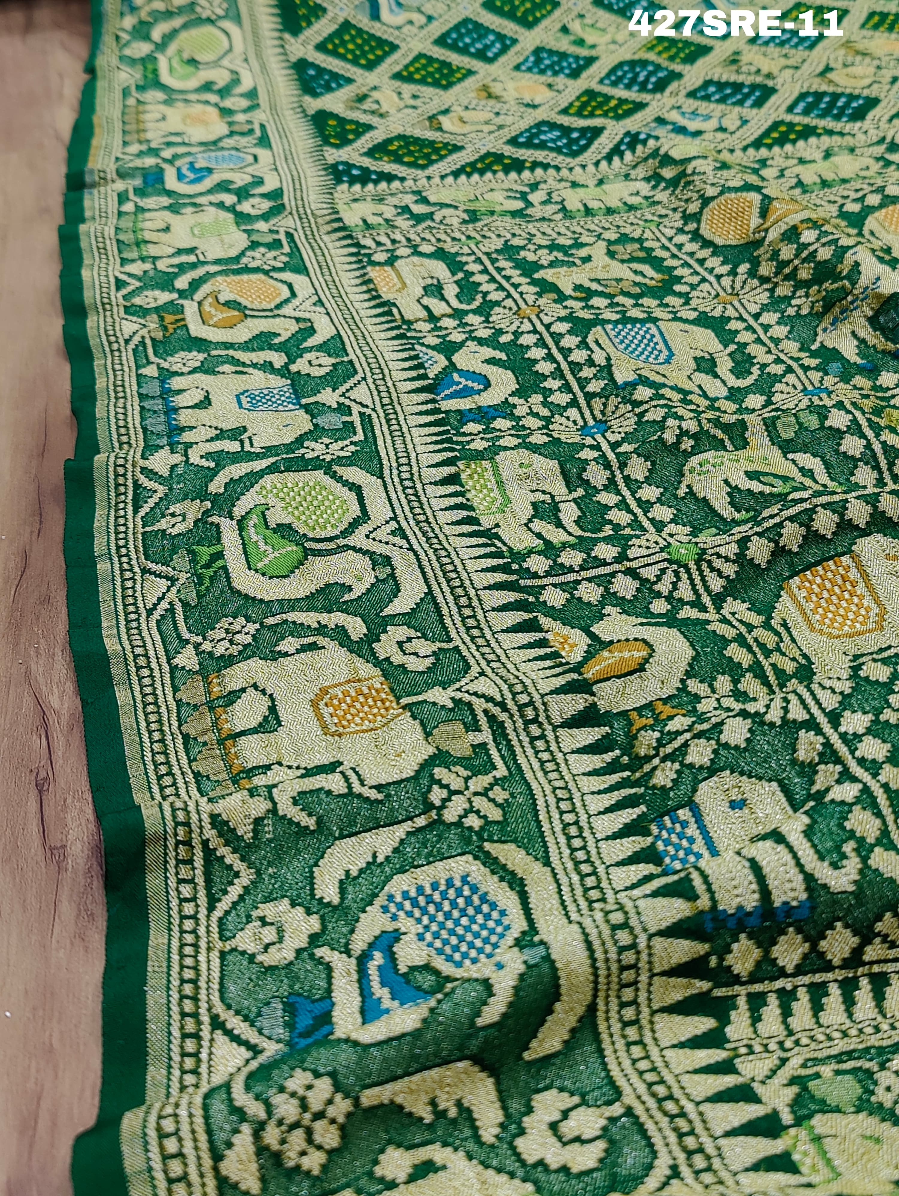 KcPc Figure Design Khaddi Georgette Janglaw Bandhani Neemzari Saree