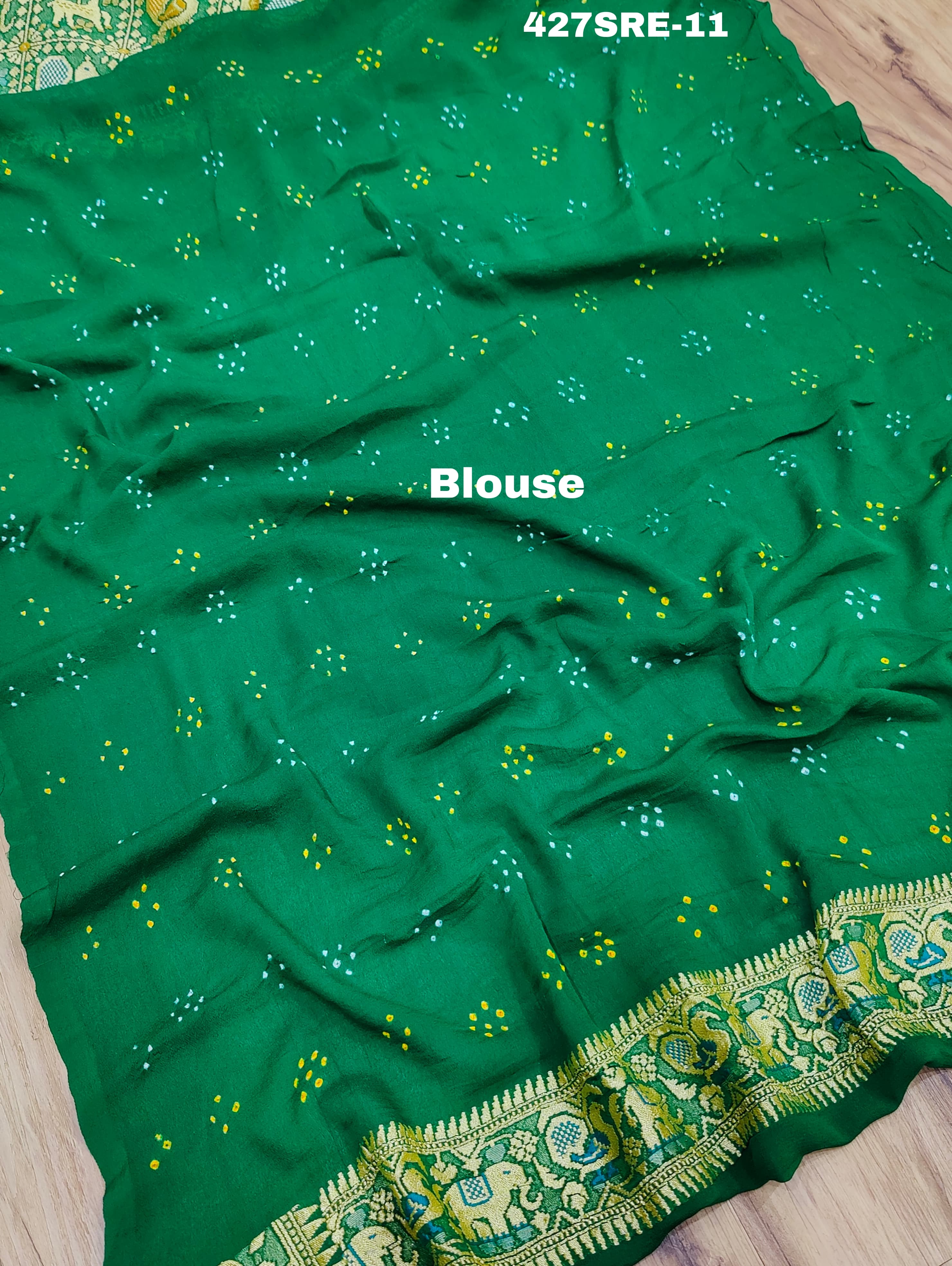 KcPc Figure Design Khaddi Georgette Janglaw Bandhani Neemzari Saree