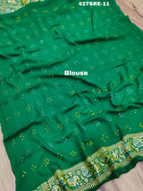 KcPc Figure Design Khaddi Georgette Janglaw Bandhani Neemzari Saree