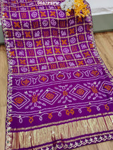 Pure Gaji silk Bandhani Hand Gotapatti Work saree