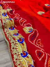 KcPc Marwadi Chundi Pilia Odhna All Over same Belbuti Peacock Style Pila(pure Ojariya Fabric)
