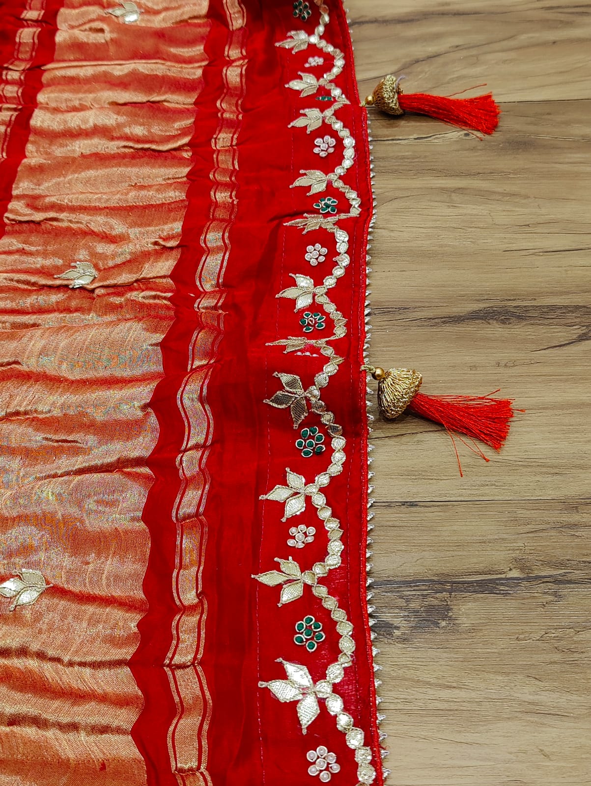 affordable gaji silk saree in bandhani style