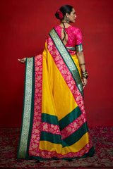By New Beautiful Banarasi With Zari border Work Saree