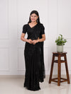 Organza Bollywood Style Cutdana tari Work Saree in black colour
