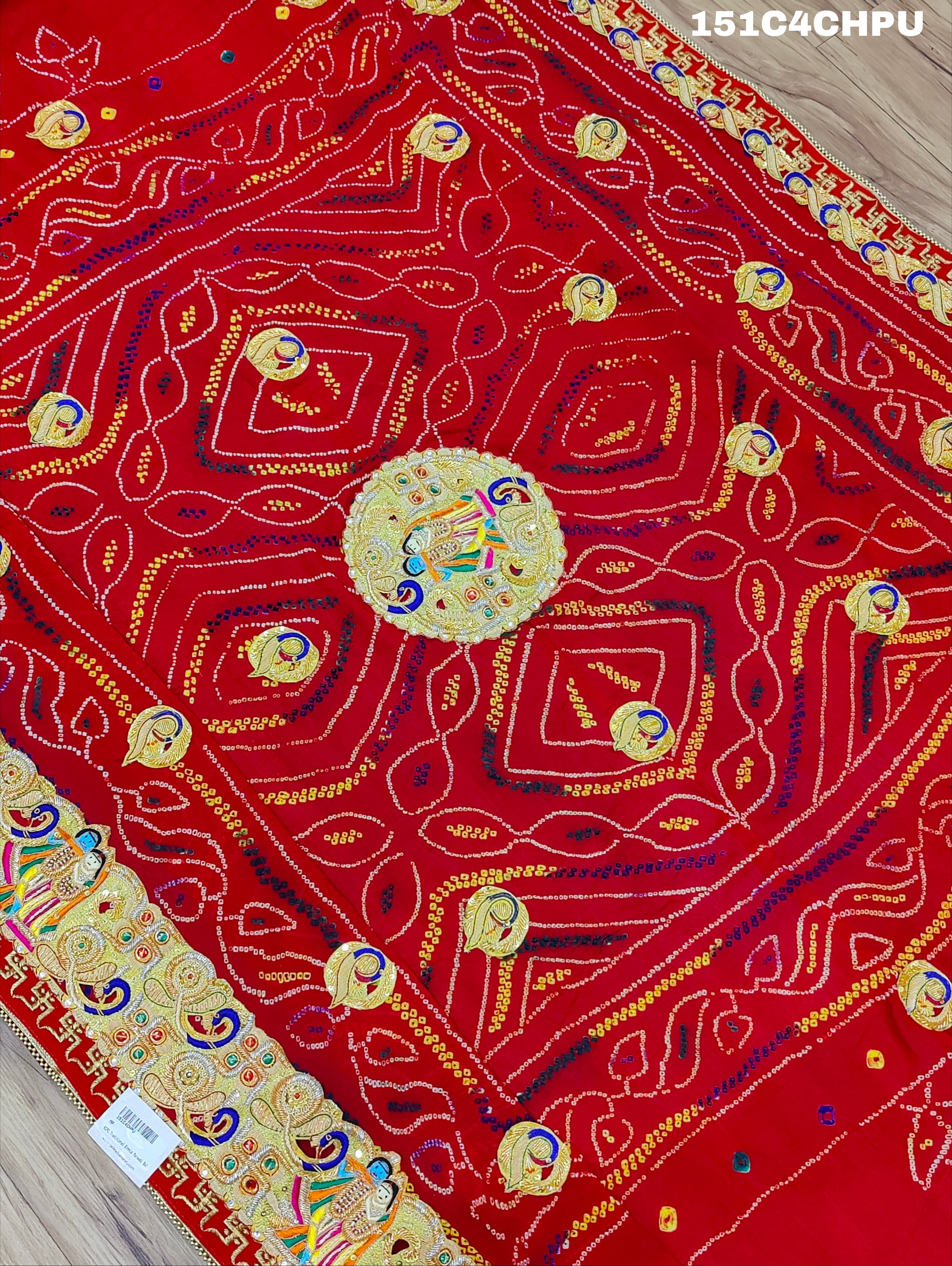 KcPc Traditional Ethnic Marwadi Belbuti Odhna Chunri (Pure Ojariya Fabric)