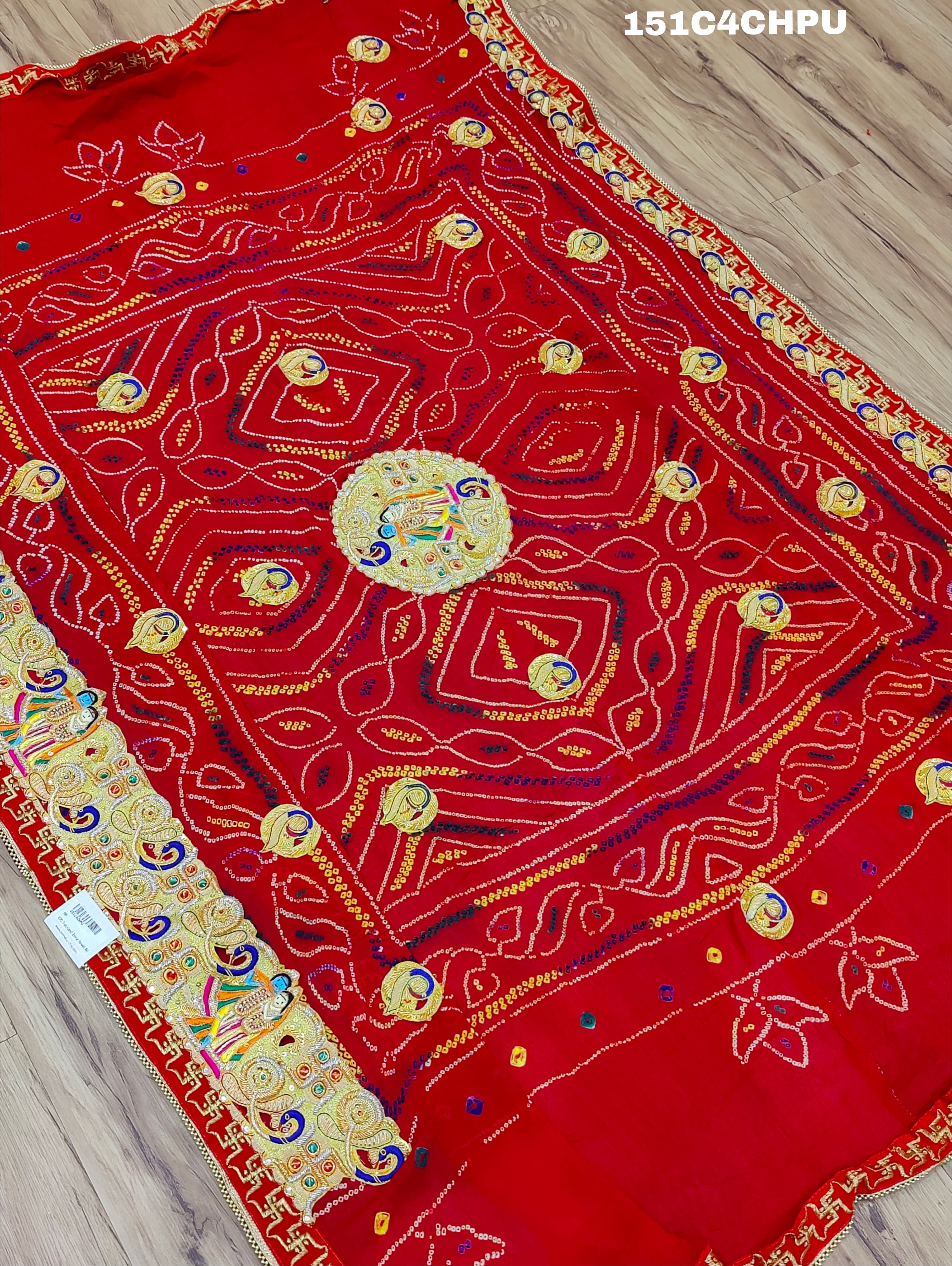 KcPc Traditional Ethnic Marwadi Belbuti Odhna Chunri (Pure Ojariya Fabric)