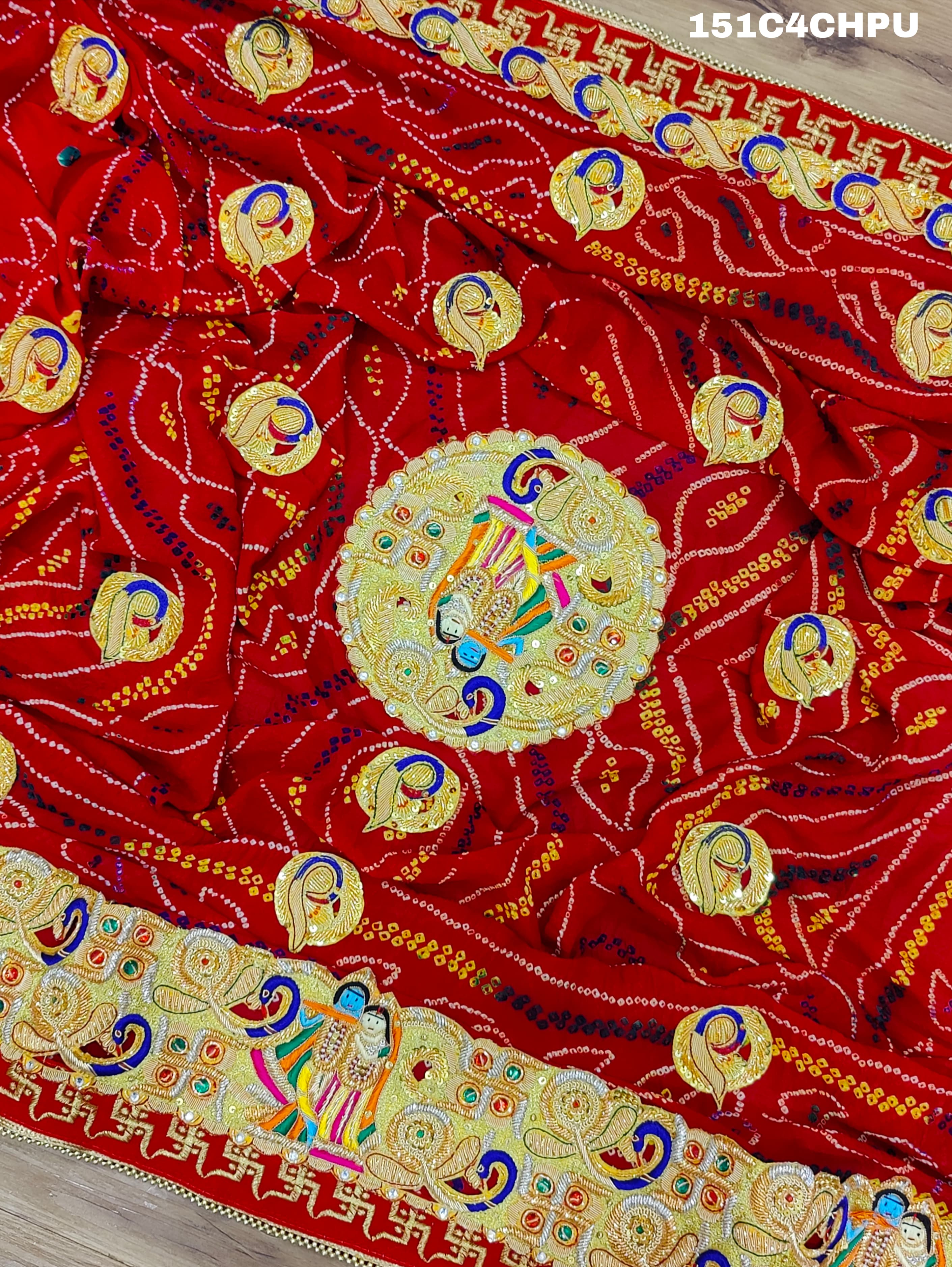 KcPc Traditional Ethnic Marwadi Belbuti Odhna Chunri (Pure Ojariya Fabric)