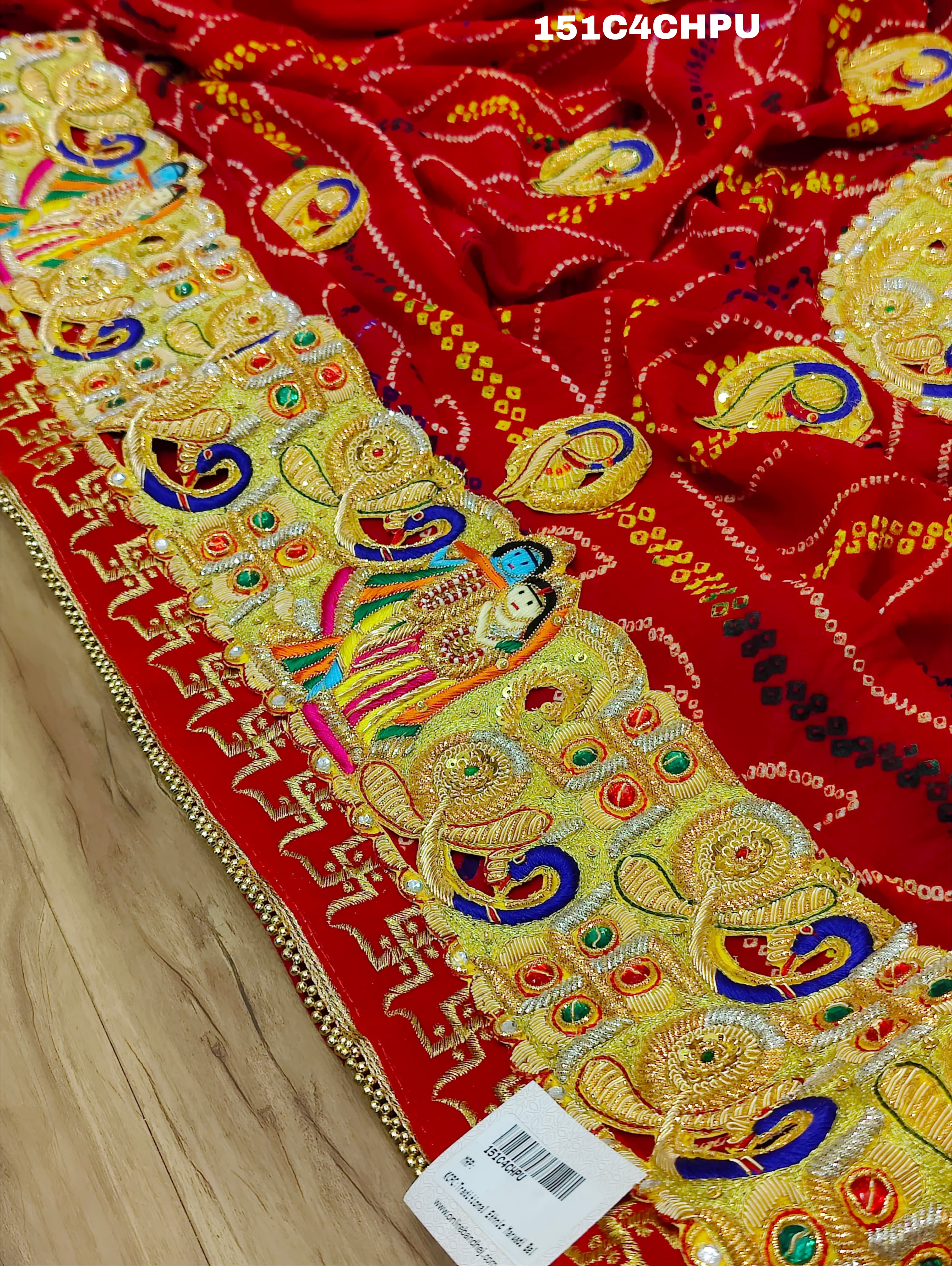 KcPc Traditional Ethnic Marwadi Belbuti Odhna Chunri (Pure Ojariya Fabric)