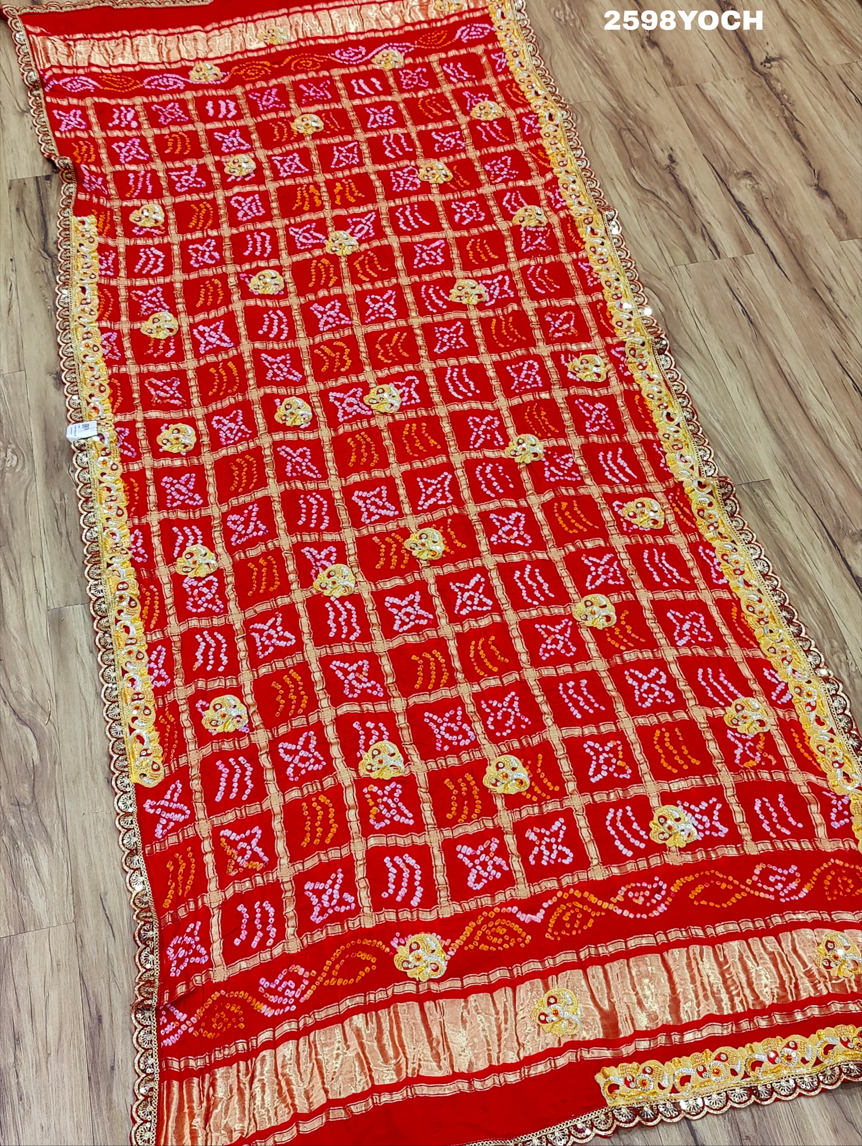 KcPc New Latest Traditional Gaji Silk Bandhani Style With Bel Buti Work Odhna
