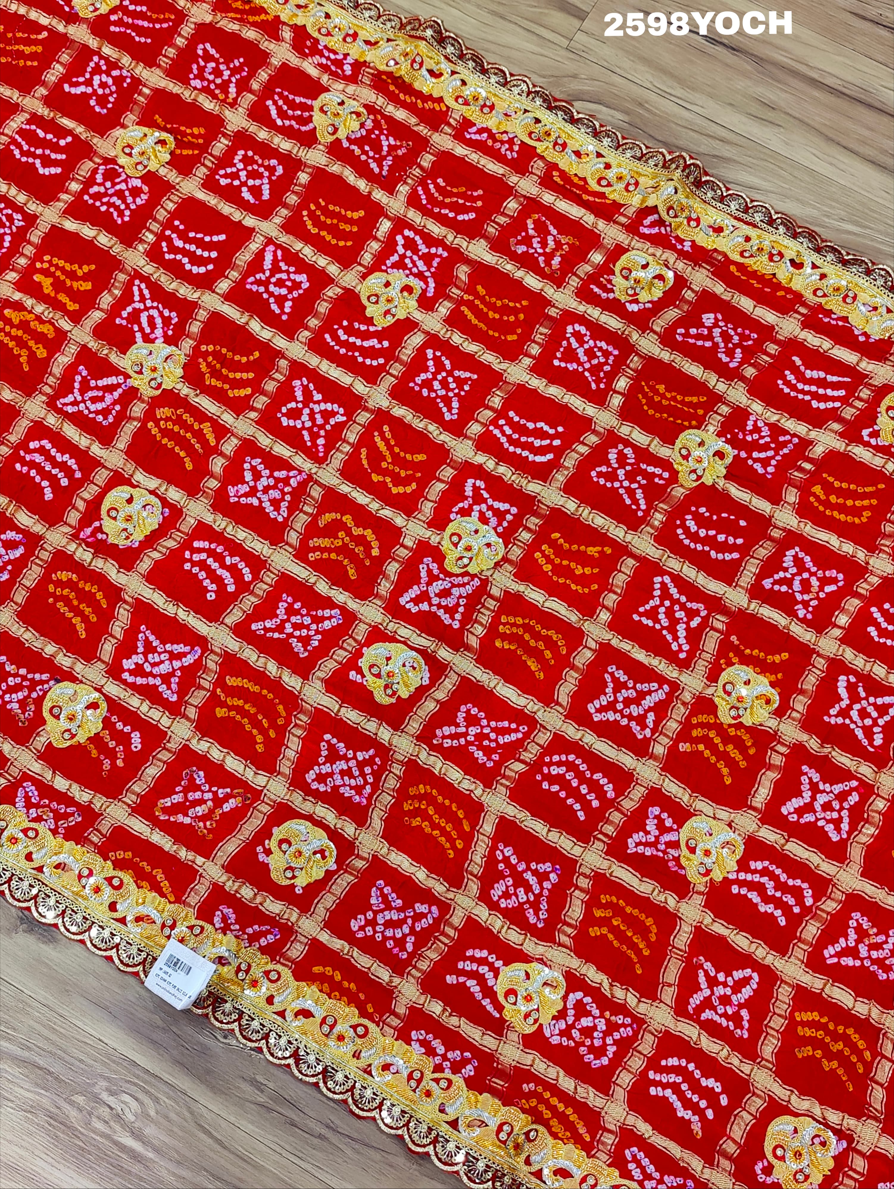 KcPc New Latest Traditional Gaji Silk Bandhani Style With Bel Buti Work Odhna