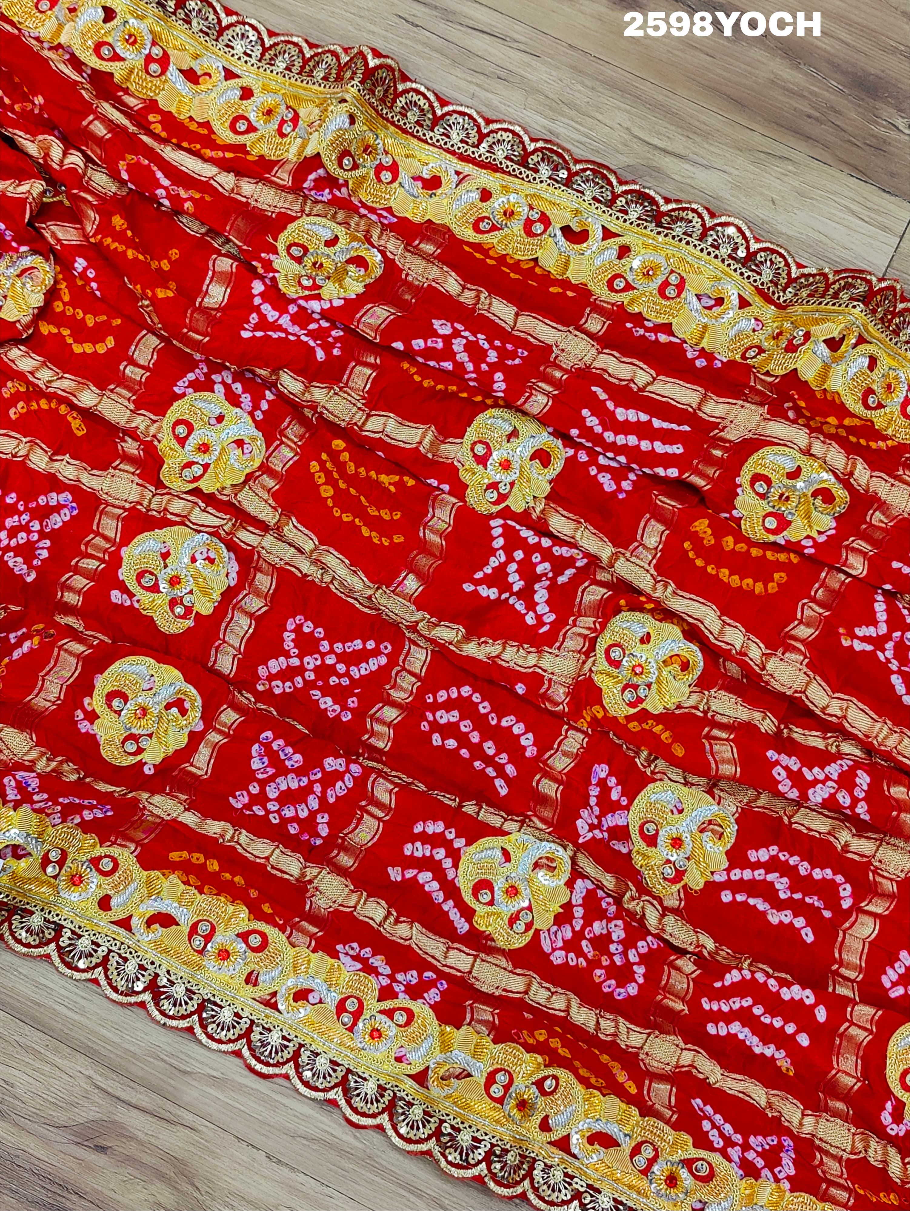 By Latest Traditional Bandhani Style With Bel Buti Work Odhna