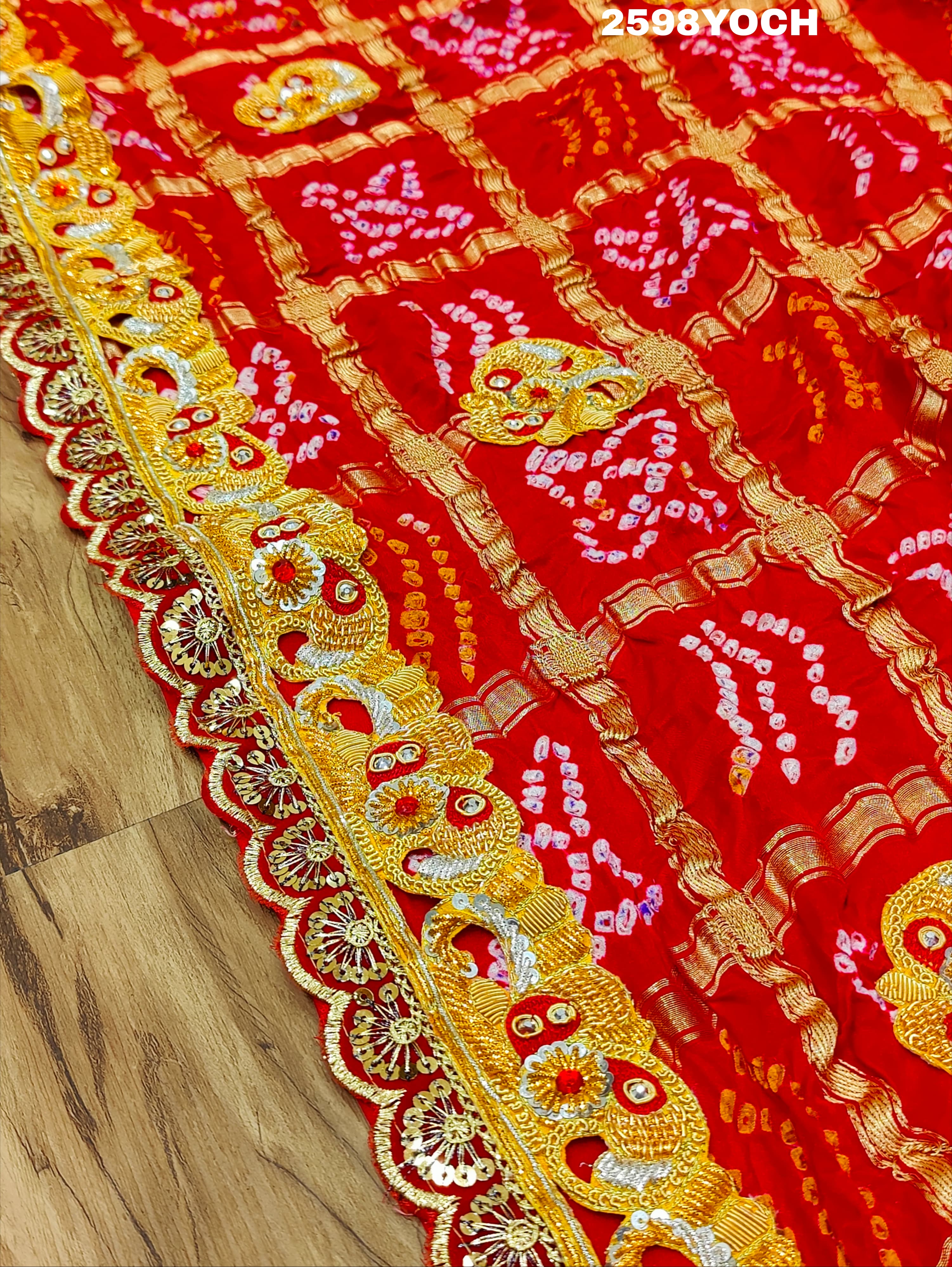 By Latest Traditional Bandhani Style With Bel Buti Work Odhna