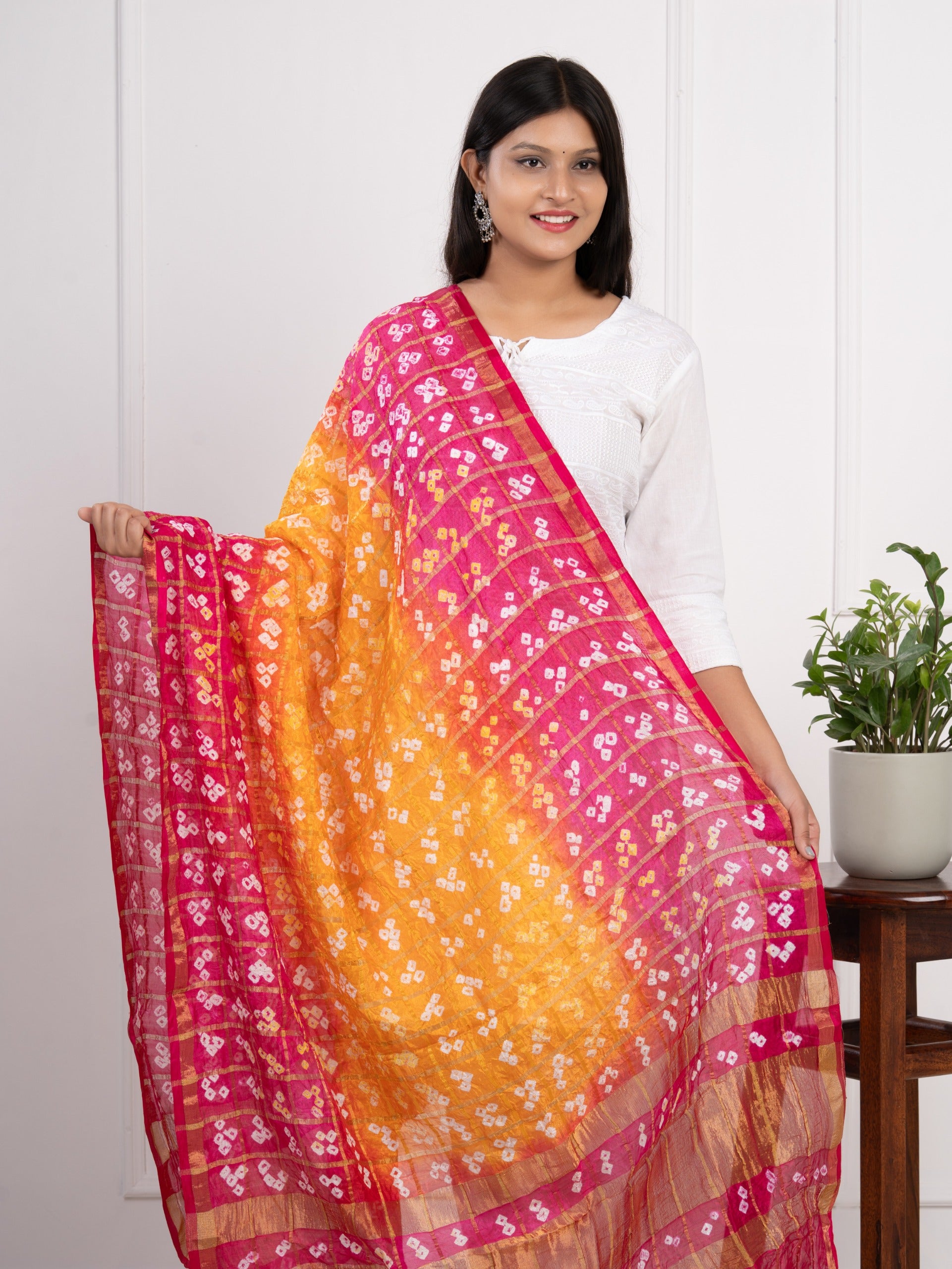 KcPc Ghatchola Bandhej silk DupattaOrange Rani