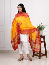 KcPc New Ghatchola Bandhej silk DupattaYellow Red
