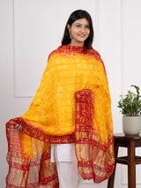 KcPc New Ghatchola Bandhej silk DupattaYellow Red