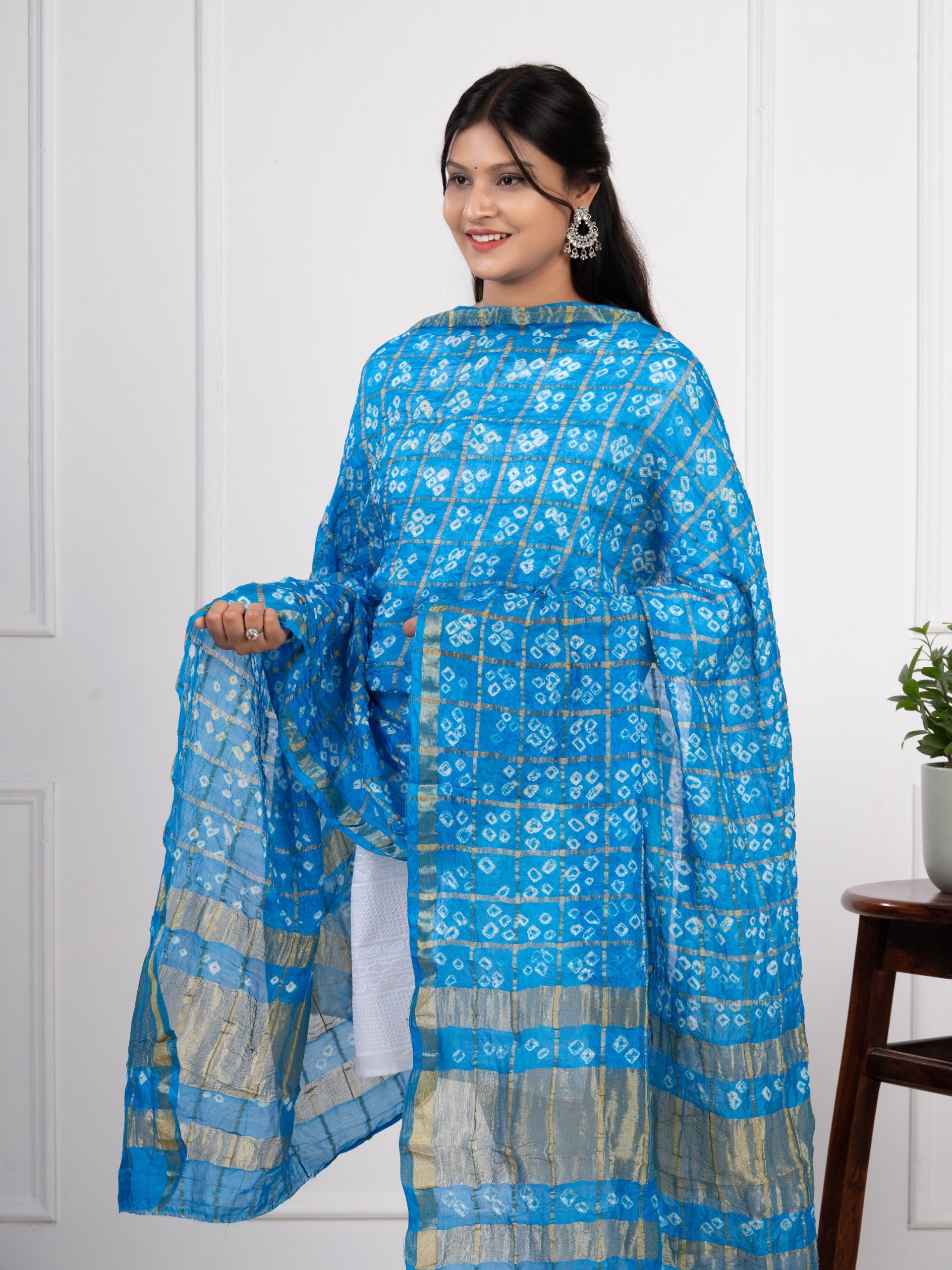 KcPc Ghatchola Bandhej silk Dupattasfirozi