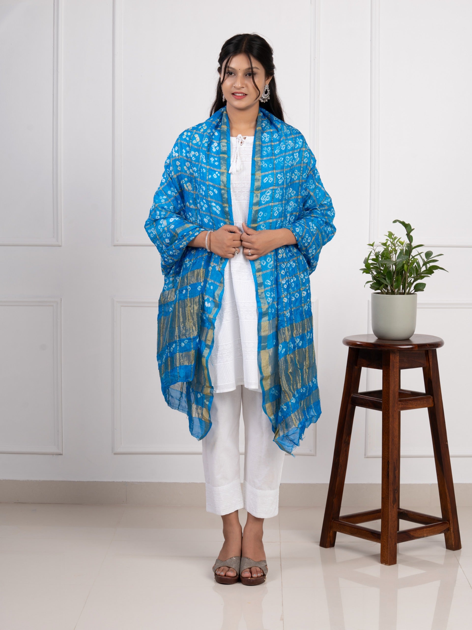 KcPc Ghatchola Bandhej silk Dupattasfirozi