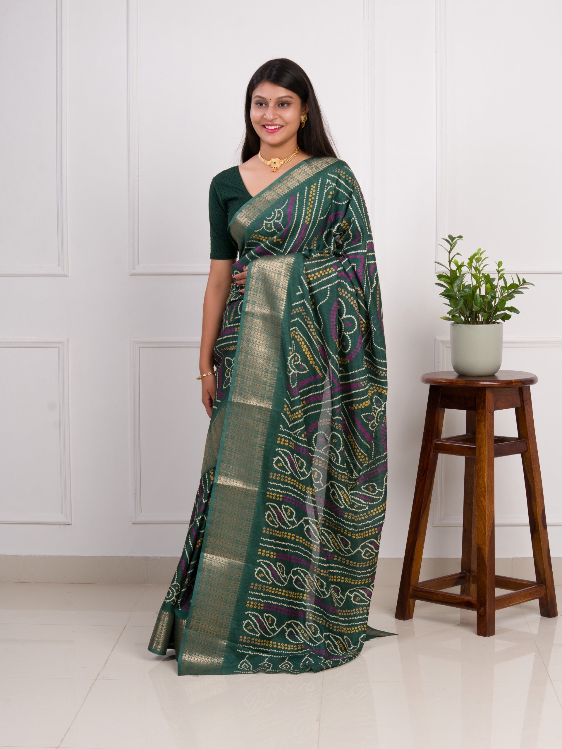 By Bandhani Saree With Festive Wear