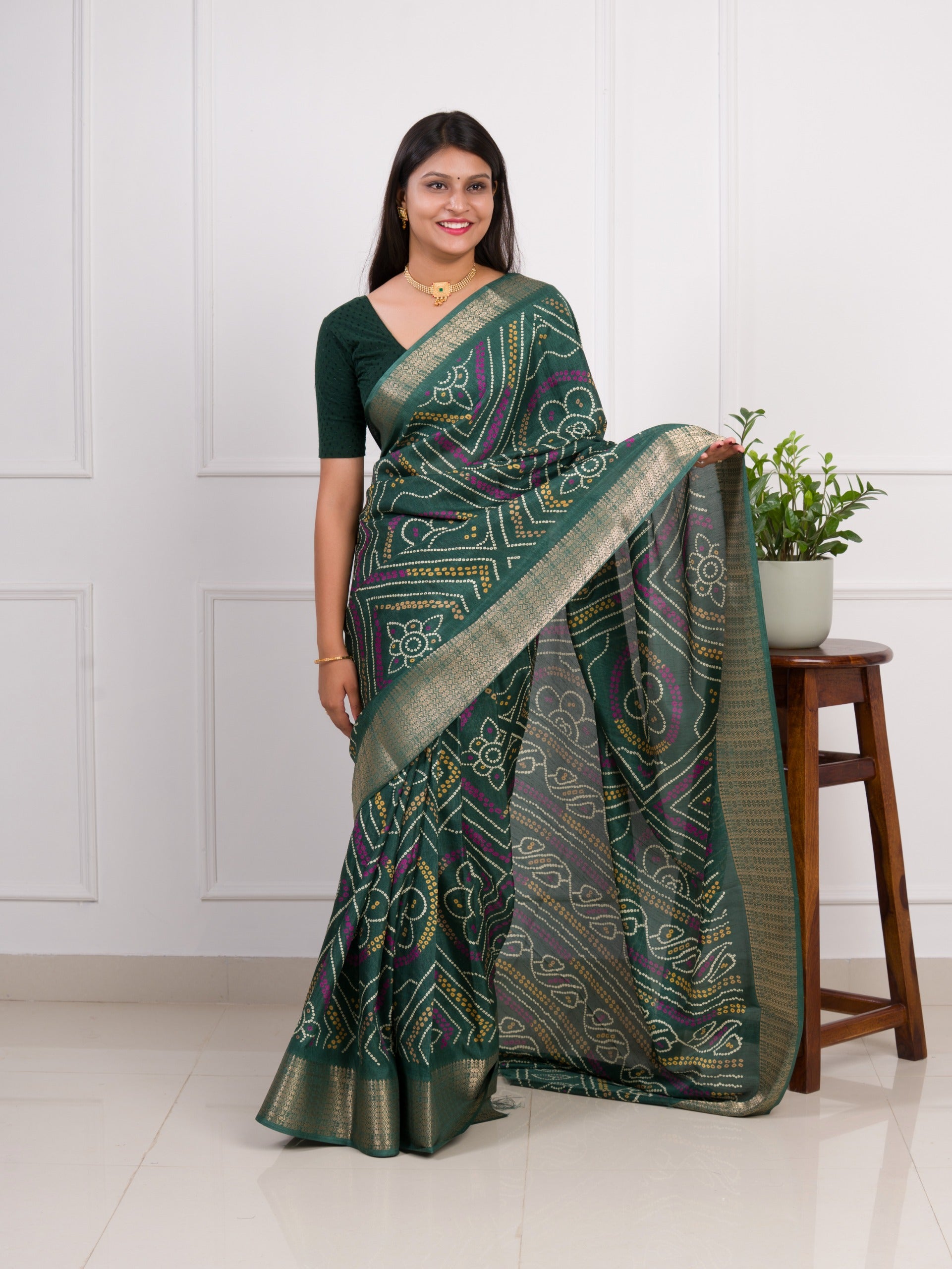 By Bandhani Saree With Festive Wear