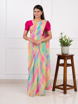 KcPc New Lightweight Chiffon Leheriya Saree with Gota Patti Work AMT