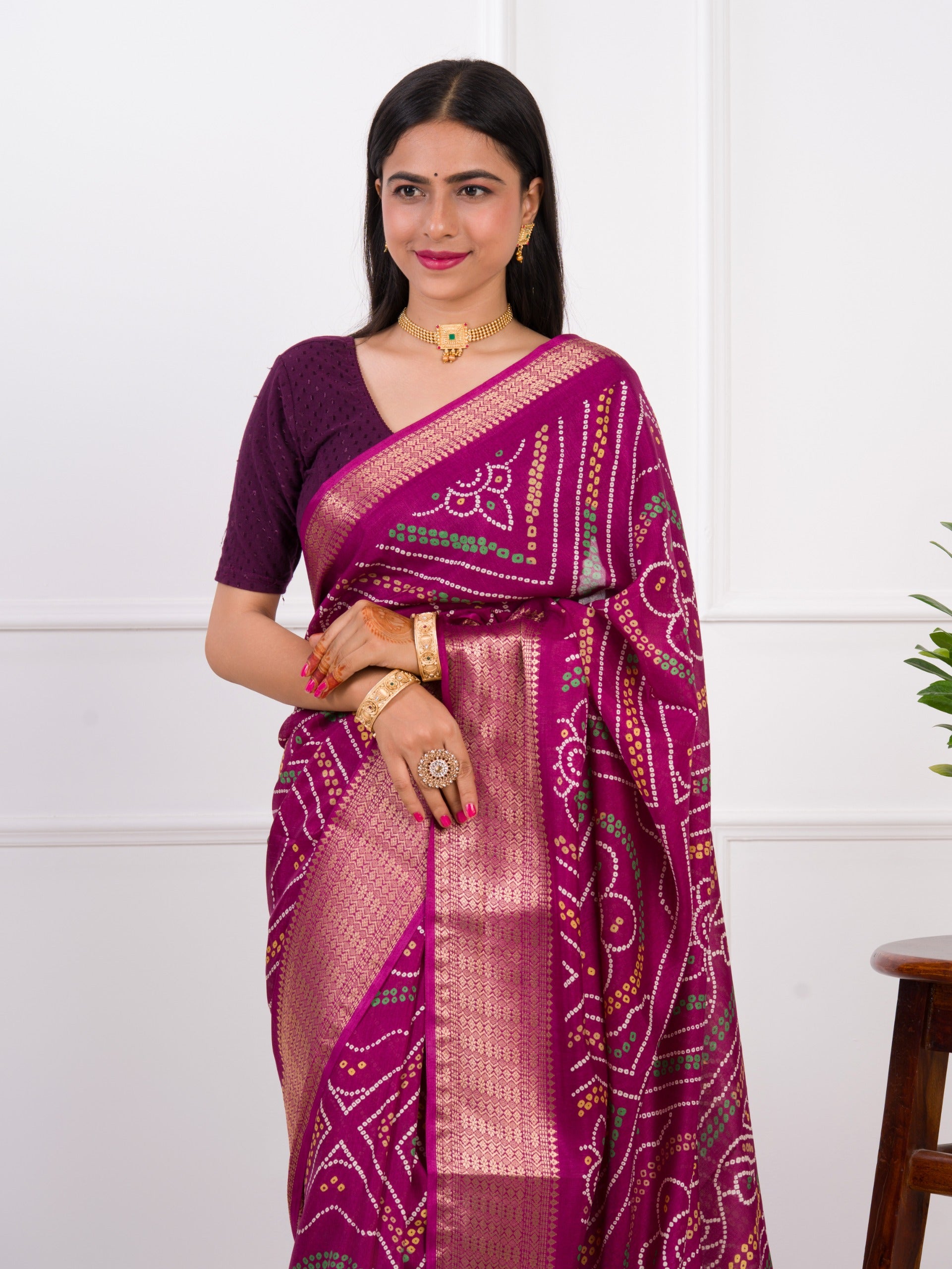 By Bandhani Saree With Festive Wear