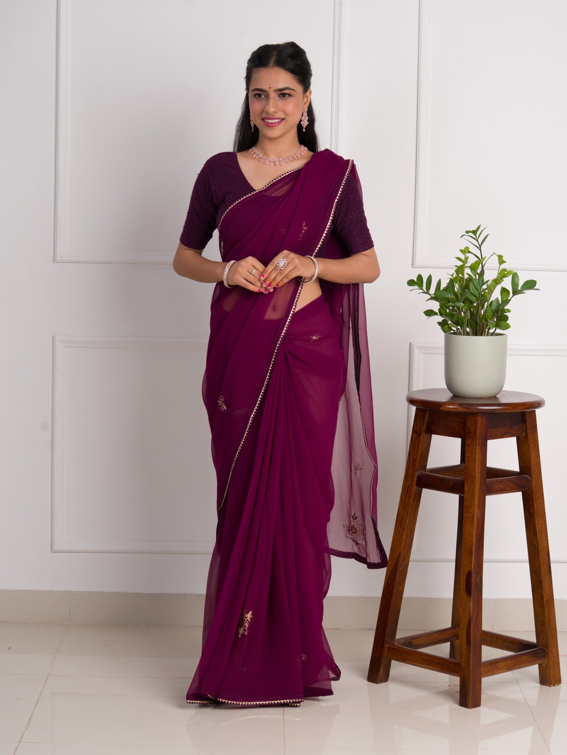 Chiffon Gotapatti Work LightweightSaree under 2000