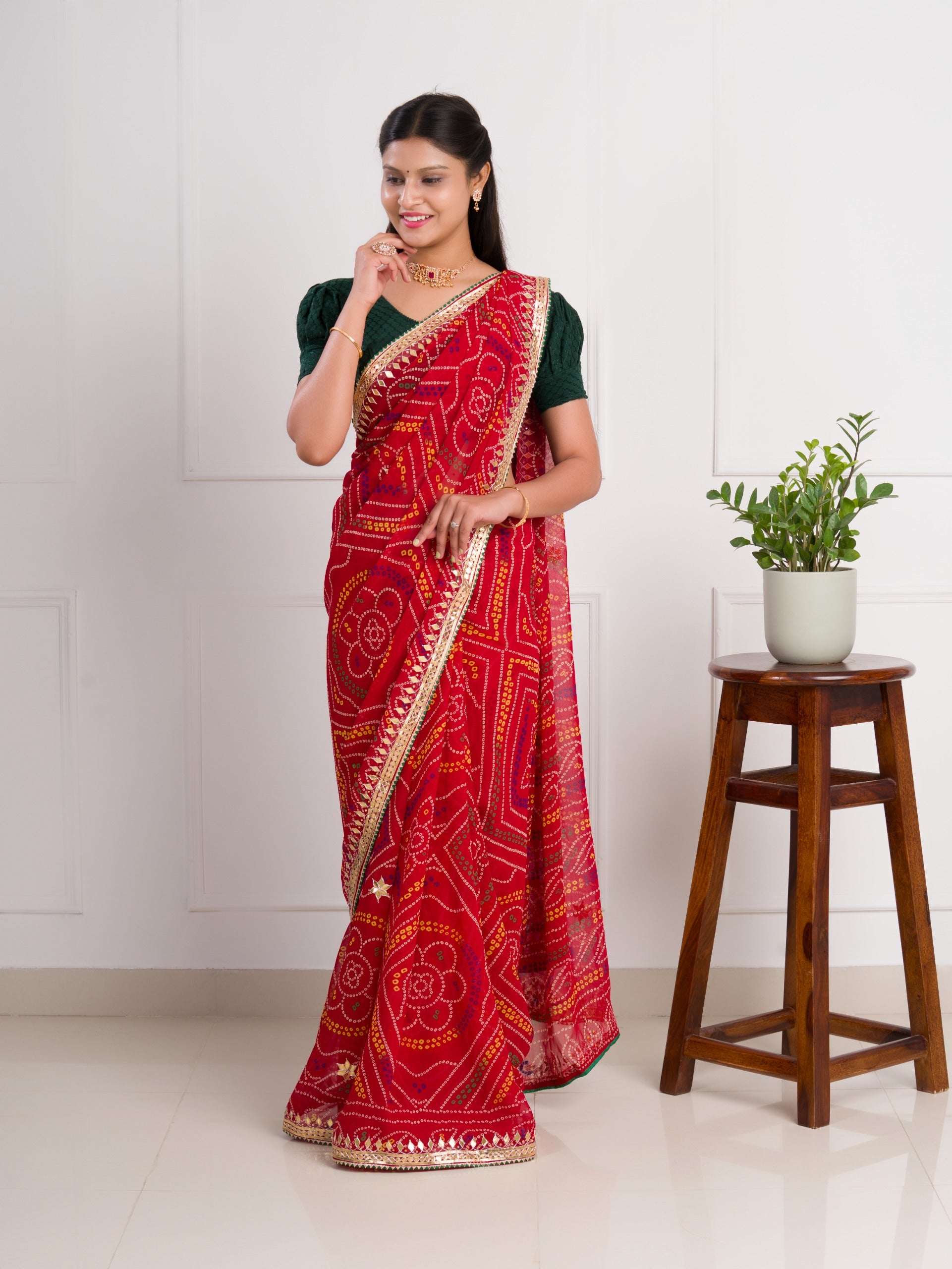 bandhani saree inGeorgette febric