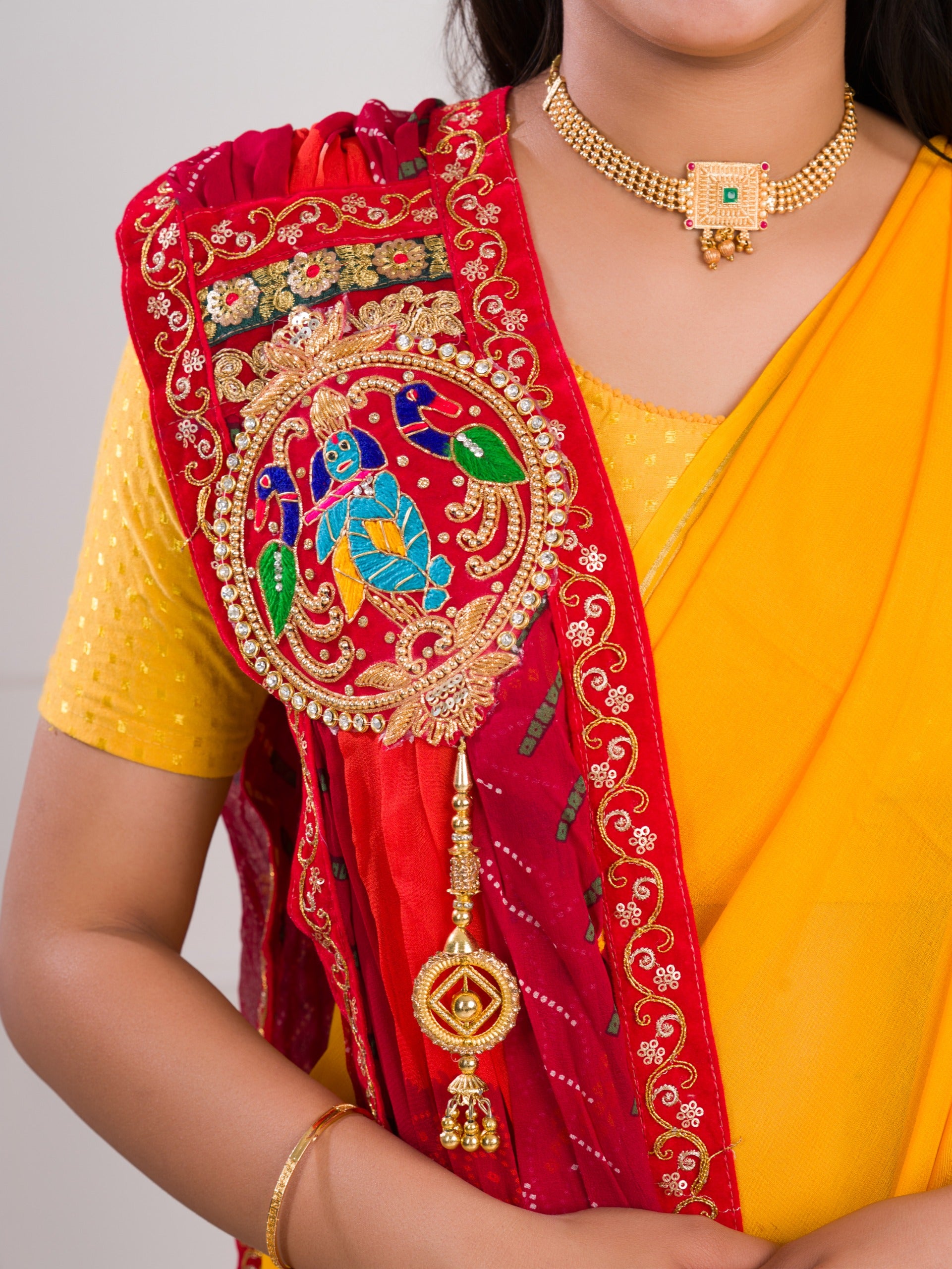 KcPc New Pure Georgette Marwardi Broach Style With Belbuti Work PIliya
