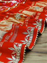KcPc New Latest Gaji Silk Bandhani Style with GotaPatti Work Dupatta RP