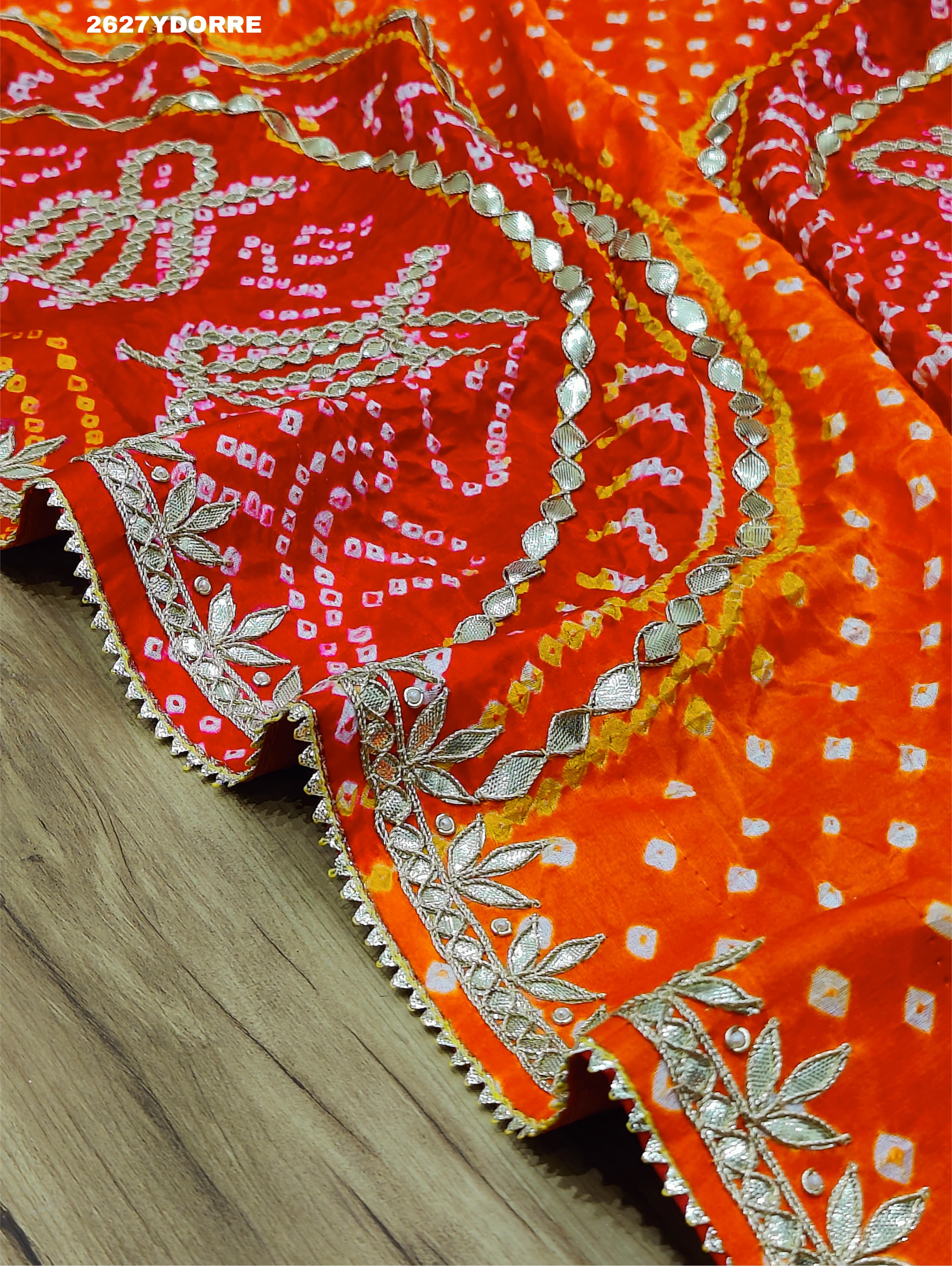 KcPc New Latest Gaji Silk Bandhani Style with GotaPatti Work Dupatta RP