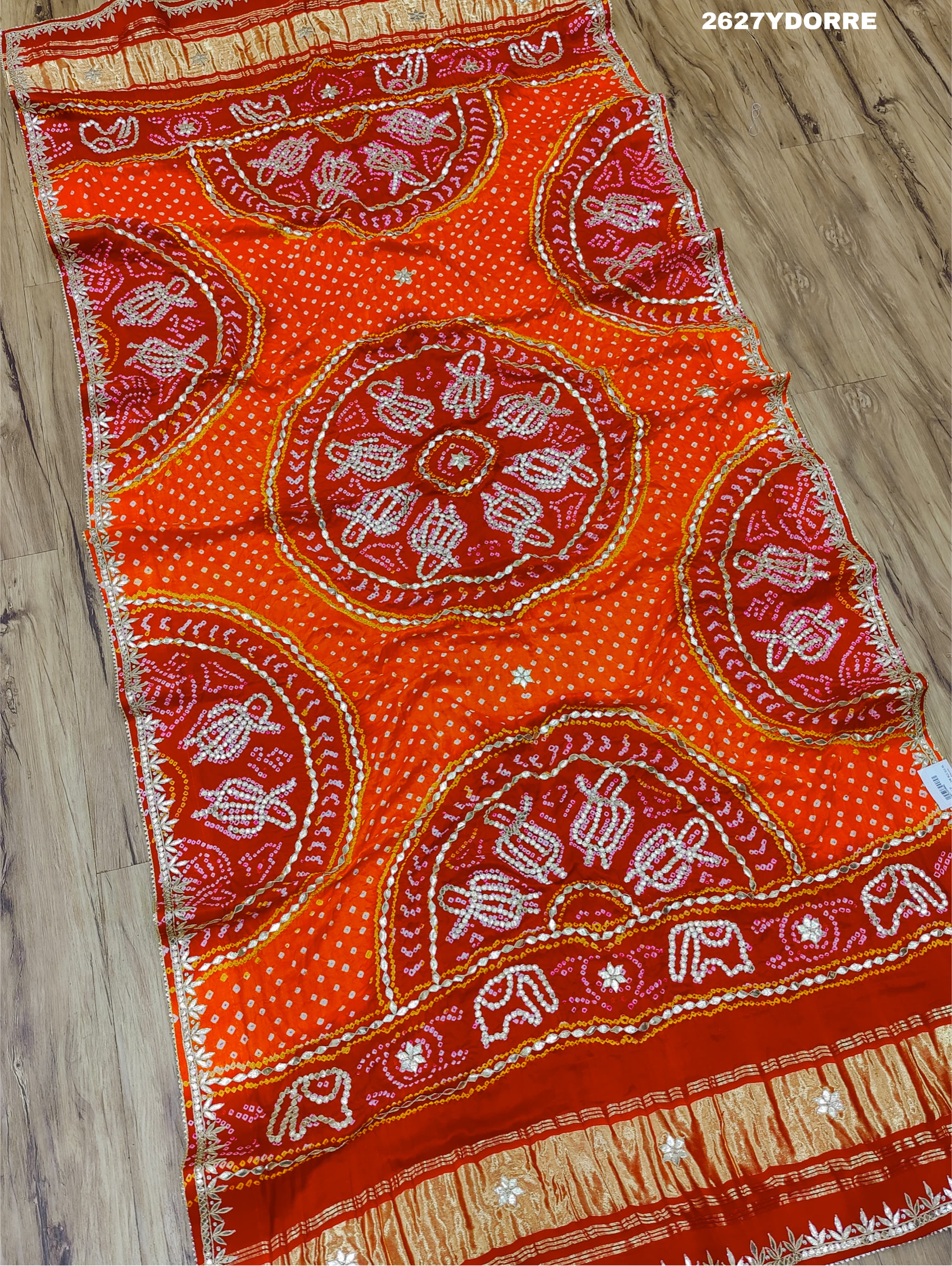 KcPc New Latest Gaji Silk Bandhani Style with GotaPatti Work Dupatta RP