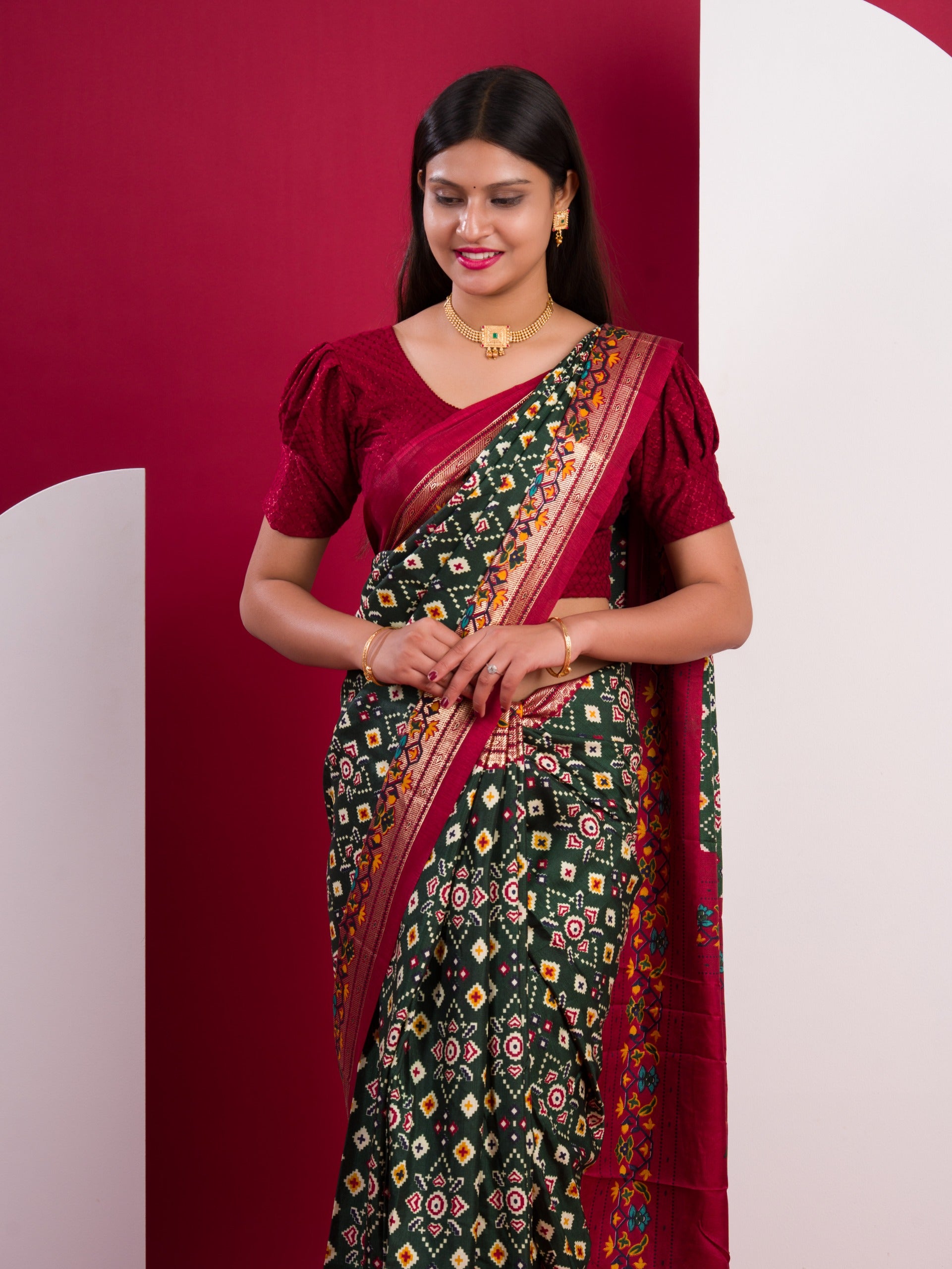 KcPc Pashmina Cotton silk Printed Saree SWA