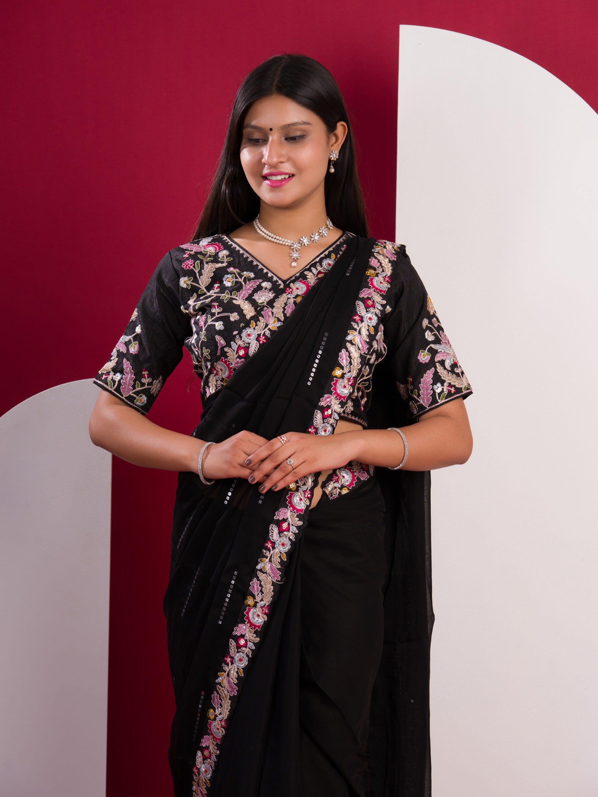 Chiffon Silk Saree with Elegant Sequence Design