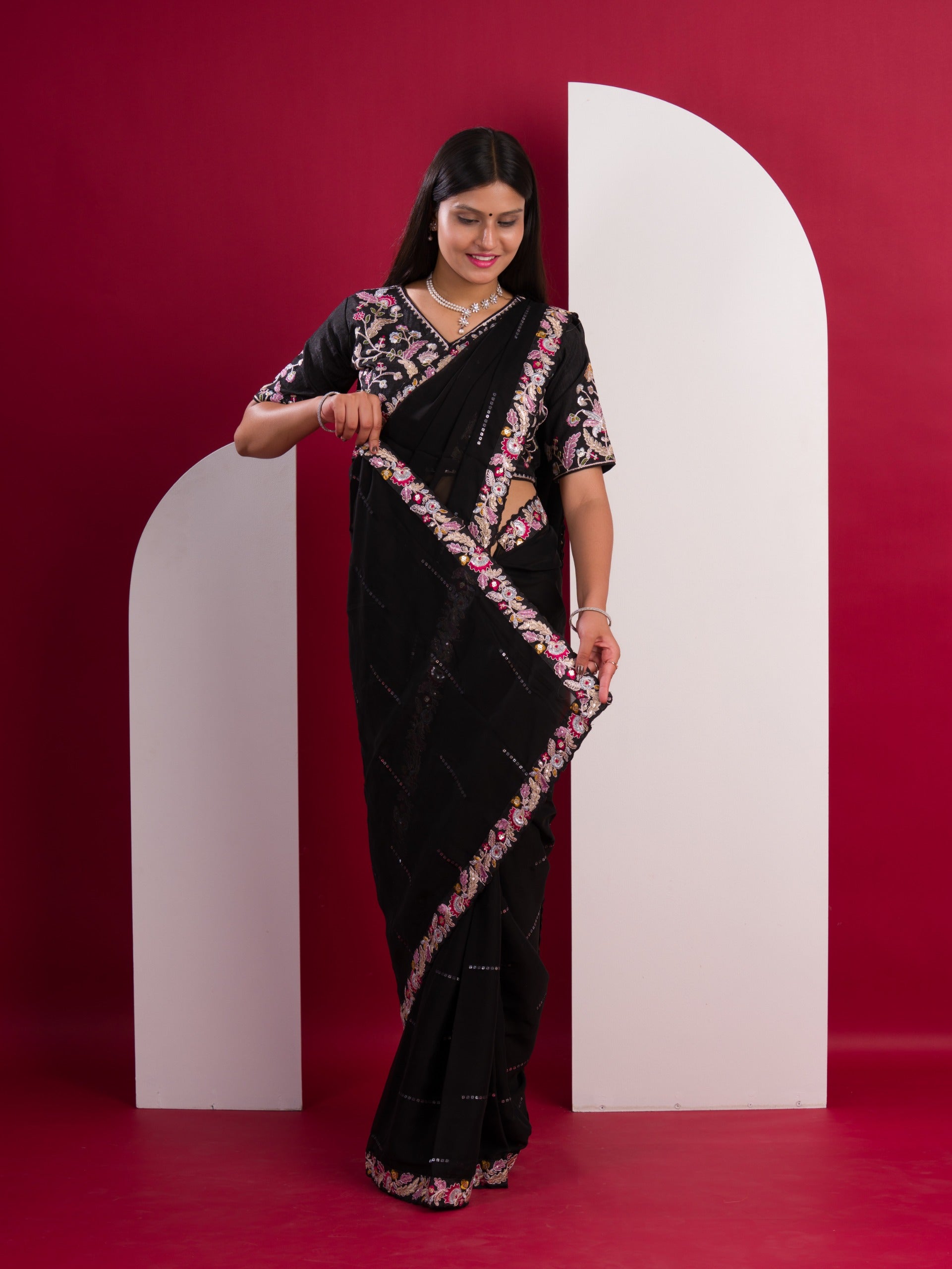 Chiffon Silk Saree with Elegant Sequence Design