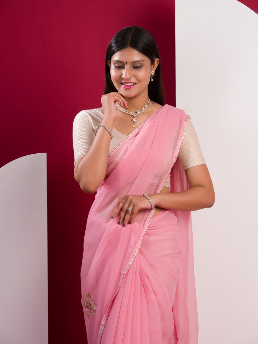 KcPc New Chiffon Gotapatti Work Lightweight Saree AMT – KcPc