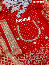 By Beautiful Pure khadi Georgette Gotapatti Handwork Bandhani saree