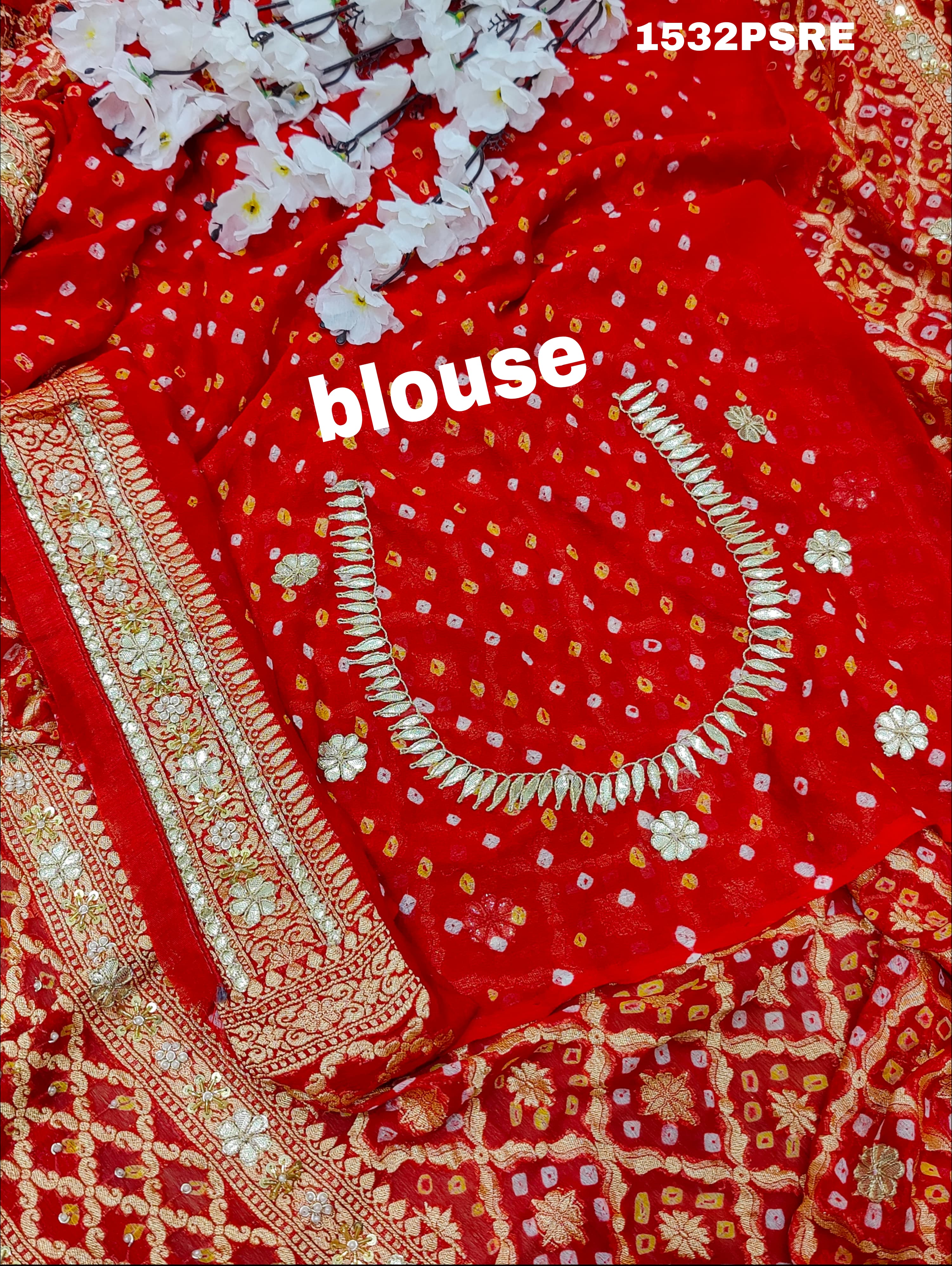 By Beautiful Pure khadi Georgette Gotapatti Handwork Bandhani saree