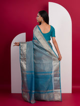 KcPc New pure Tissue Silk Banarasi Handloom Zari Border saree INA