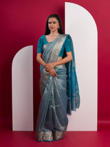 KcPc New pure Tissue Silk Banarasi Handloom Zari Border saree INA