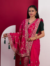 Rajwadi Style Sequence Embroidery Work sareein pink colour