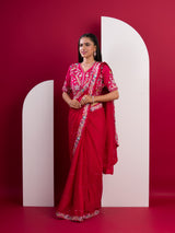 Kashida Embroidery Work saree wih readymade blouse