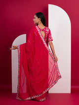 Kashida Embroidery Work saree wih readymade blouse