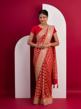 Neemzari Bandhani saree with beeutiful gota pati work
