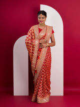 Neemzari Bandhani saree with beeutiful gota pati work